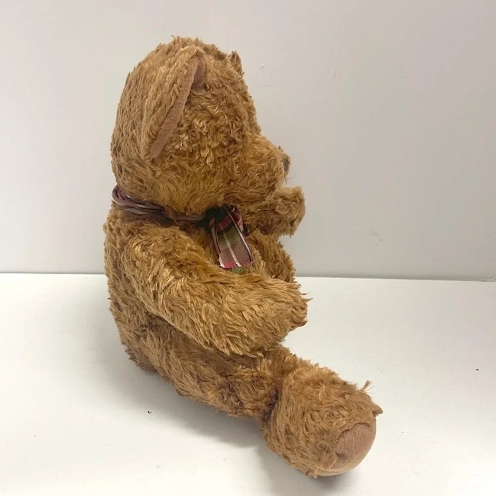 Russ Berrie Honeyfitz Teddy Bear Plush Toy Brown Plaid Bow With Tags Vintage